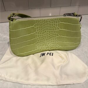 JW PEI Light Green Croc-Embossed Shoulder Bag